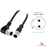 M12 C-Coded Male Straight to Male Right-Angle Cable, 2-pin, with pin layout