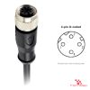 M12 D-Coded Female Straight Molded Cable, Single-Ended, with pin layout M12 D-Coded Female Straight Molded Cable, Single-Ended, with pin layout