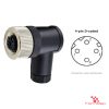 M12 D-Coded Field-Attachable Connector, Solder Termination, female right-angle M12 D-Coded Field-Attachable Connector, Solder Termination, female right-angle