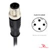 M12 D-Coded Male Straight Molded Cable, Single-Ended, with pin layout M12 D-Coded Male Straight Molded Cable, Single-Ended, with pin layout