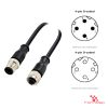 M12 D-Coded Male to Female Straight Extension Cable, with pin layout