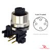 M12 D-Coded Panel-Mount Receptacle, PCB Pins, female right-angle, front mount M12 D-Coded Panel-Mount Receptacle, PCB Pins, female right-angle, front mount