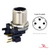 M12 D-Coded Panel-Mount Receptacle, PCB Pins, male right-angle, front mount M12 D-Coded Panel-Mount Receptacle, PCB Pins, male right-angle, front mount