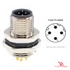 M12 D-Coded Panel-Mount Receptacle, Solder Cups, male straight, rear mount M12 D-Coded Panel-Mount Receptacle, Solder Cups, male straight, rear mount