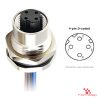 M12 D-Coded Panel-Mount Receptacle, Pre-Wired Leads, female straight, front mount M12 D-Coded Panel-Mount Receptacle, Pre-Wired Leads, female straight, front mount