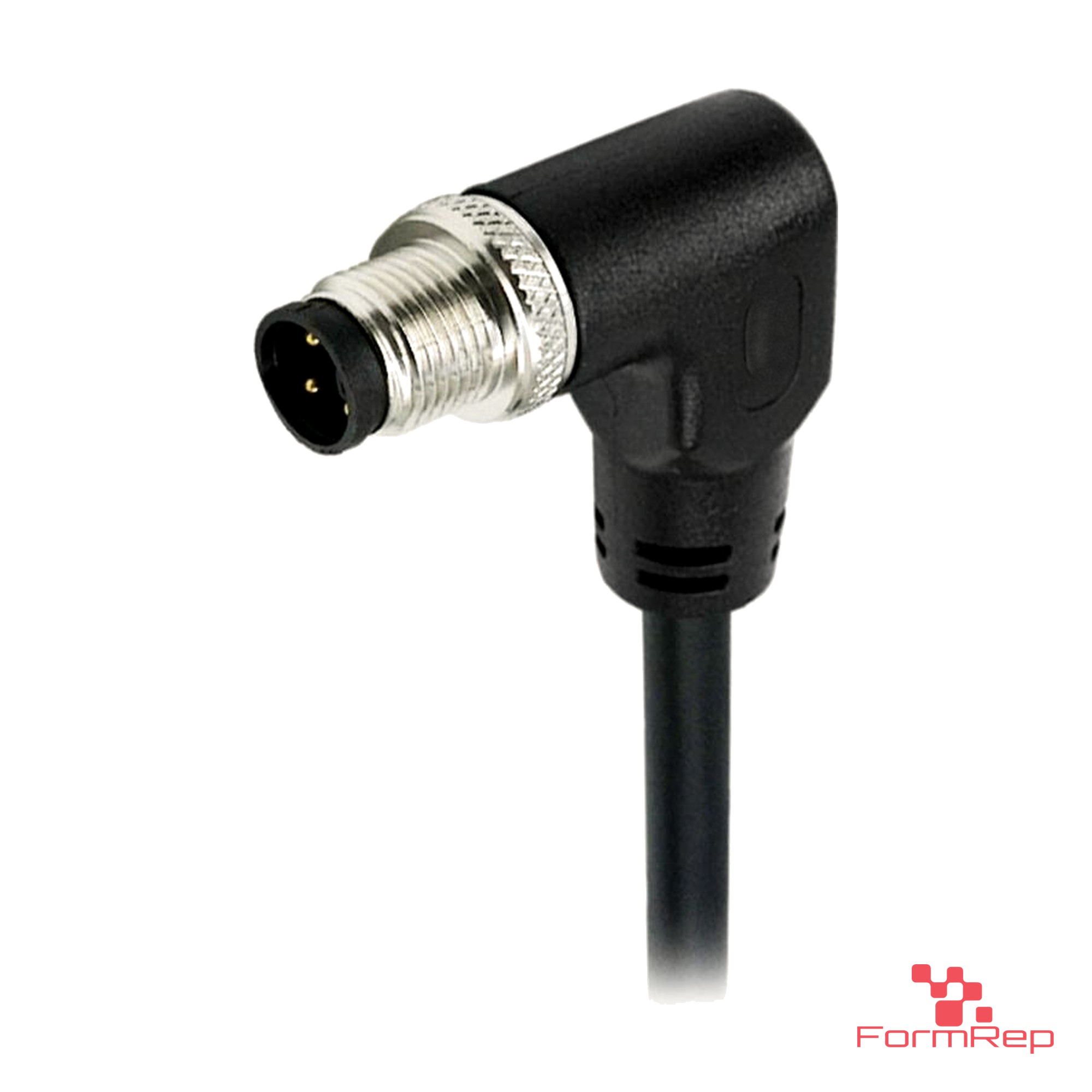 M12 K-Coded Male Right-Angle Molded Cable, Single-Ended M12 K-Coded Male Right-Angle Molded Cable, Single-Ended