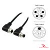 M12 K-Coded Male Right-Angle to Female Right-Angle Cable, with pin layout M12 K-Coded Male Right-Angle to Female Right-Angle Cable, with pin layout