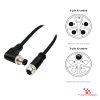 M12 K-Coded Male Right-Angle to Female Straight Cable, with pin layout M12 K-Coded Male Right-Angle to Female Straight Cable, with pin layout