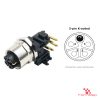 M12 K-Coded Panel-Mount Receptacle, PCB Pins, female right-angle, front mount M12 K-Coded Panel-Mount Receptacle, PCB Pins, female right-angle, front mount