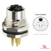 M12 K-Coded Panel-Mount Receptacle, PCB Pins, female straight, front mount M12 K-Coded Panel-Mount Receptacle, PCB Pins, female straight, front mount