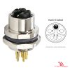 M12 K-Coded Panel-Mount Receptacle, PCB Pins, female straight, rear mount M12 K-Coded Panel-Mount Receptacle, PCB Pins, female straight, rear mount