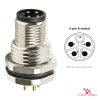M12 K-Coded Panel-Mount Receptacle, PCB Pins, male straight, front mount M12 K-Coded Panel-Mount Receptacle, PCB Pins, male straight, front mount