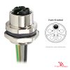 M12 K-Coded Panel-Mount Receptacle, Pre-Wired Leads, female straight, rear mount M12 K-Coded Panel-Mount Receptacle, Pre-Wired Leads, female straight, rear mount