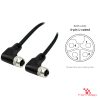 M12 L-Coded Female to Female Right-Angle Cable, 4-pin, with pin layout