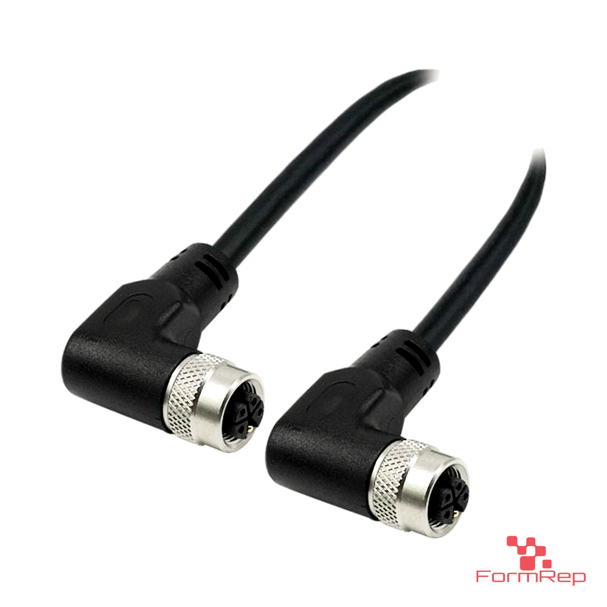 M12 L-Coded Female to Female Right-Angle Cable