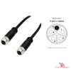 M12 L-Coded Female to Female Straight Cable, 5-pin, with pin layout M12 L-Coded Female to Female Straight Cable, 5-pin, with pin layout
