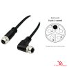 M12 L-Coded Female Straight to Female Right-Angle Cable, 5-pin, with pin layout M12 L-Coded Female Straight to Female Right-Angle Cable, 5-pin, with pin layout