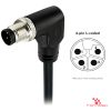 M12 L-Coded Male Right-Angle Molded Cable, Single-Ended, 4-pin, with pin layout M12 L-Coded Male Right-Angle Molded Cable, Single-Ended, 4-pin, with pin layout
