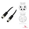 M12 L-Coded Male to Female Straight Extension Cable, 4-pin, with pin layout M12 L-Coded Male to Female Straight Extension Cable, 4-pin, with pin layout