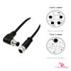 M12 L-Coded Male Right-Angle to Female Straight Cable, 5-pin, with pin layout M12 L-Coded Male Right-Angle to Female Straight Cable, 5-pin, with pin layout