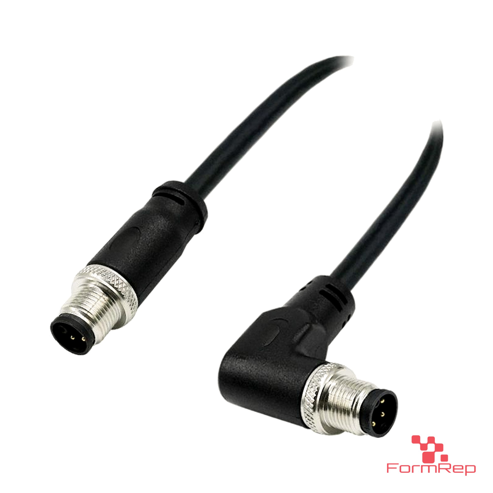 M12 L-Coded Male Straight to Male Right-Angle Cable M12 L-Coded Male Straight to Male Right-Angle Cable
