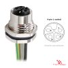 M12 L-Coded Panel-Mount Receptacle, Pre-Wired Leads, female straight, front mount, 4P.jp-pin M12 L-Coded Panel-Mount Receptacle, Pre-Wired Leads, female straight, front mount, 4P.jp-pin