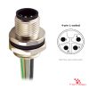 M12 L-Coded Panel-Mount Receptacle, Pre-Wired Leads, male straight, rear mount, 4P.jp-pin M12 L-Coded Panel-Mount Receptacle, Pre-Wired Leads, male straight, rear mount, 4P.jp-pin