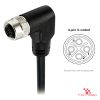 M12 S-Coded Female Right-Angle Molded Cable, Single-Ended, with pin layout M12 S-Coded Female Right-Angle Molded Cable, Single-Ended, with pin layout