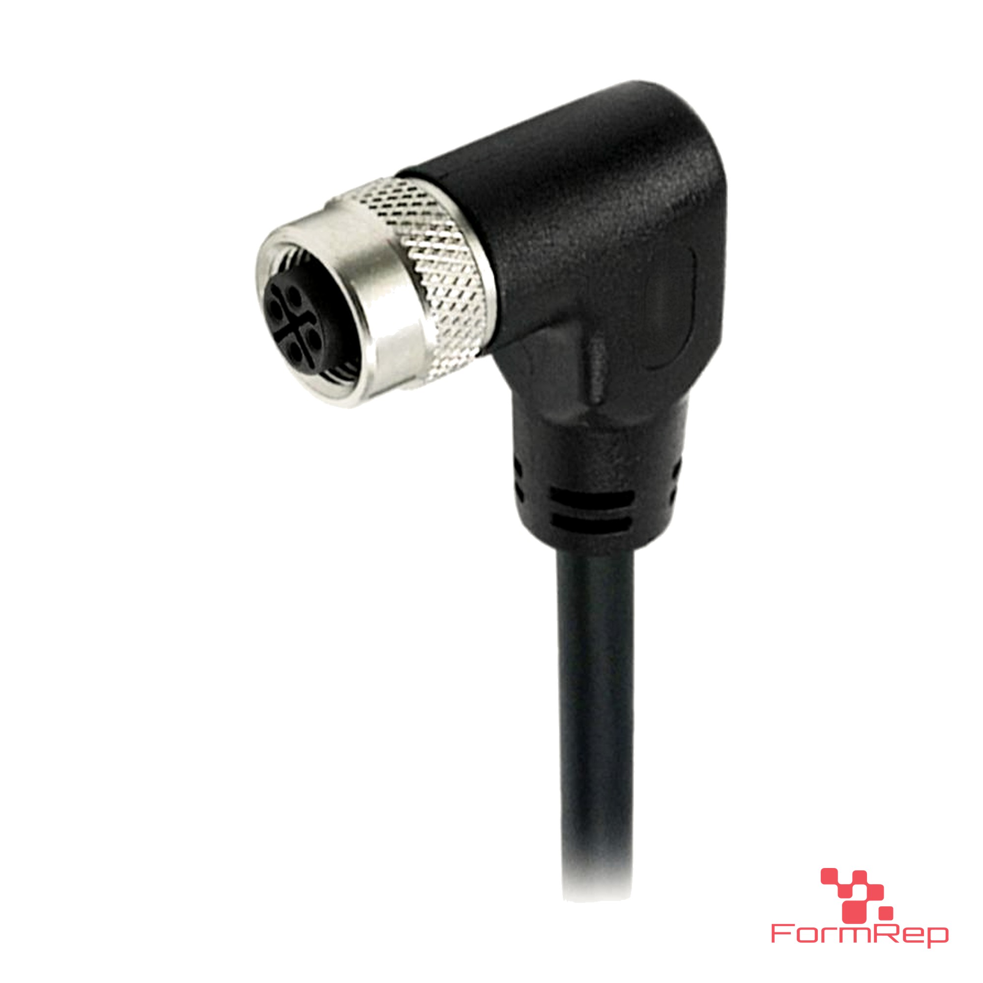 M12 S-Coded Female Right-Angle Molded Cable, Single-Ended M12 S-Coded Female Right-Angle Molded Cable, Single-Ended
