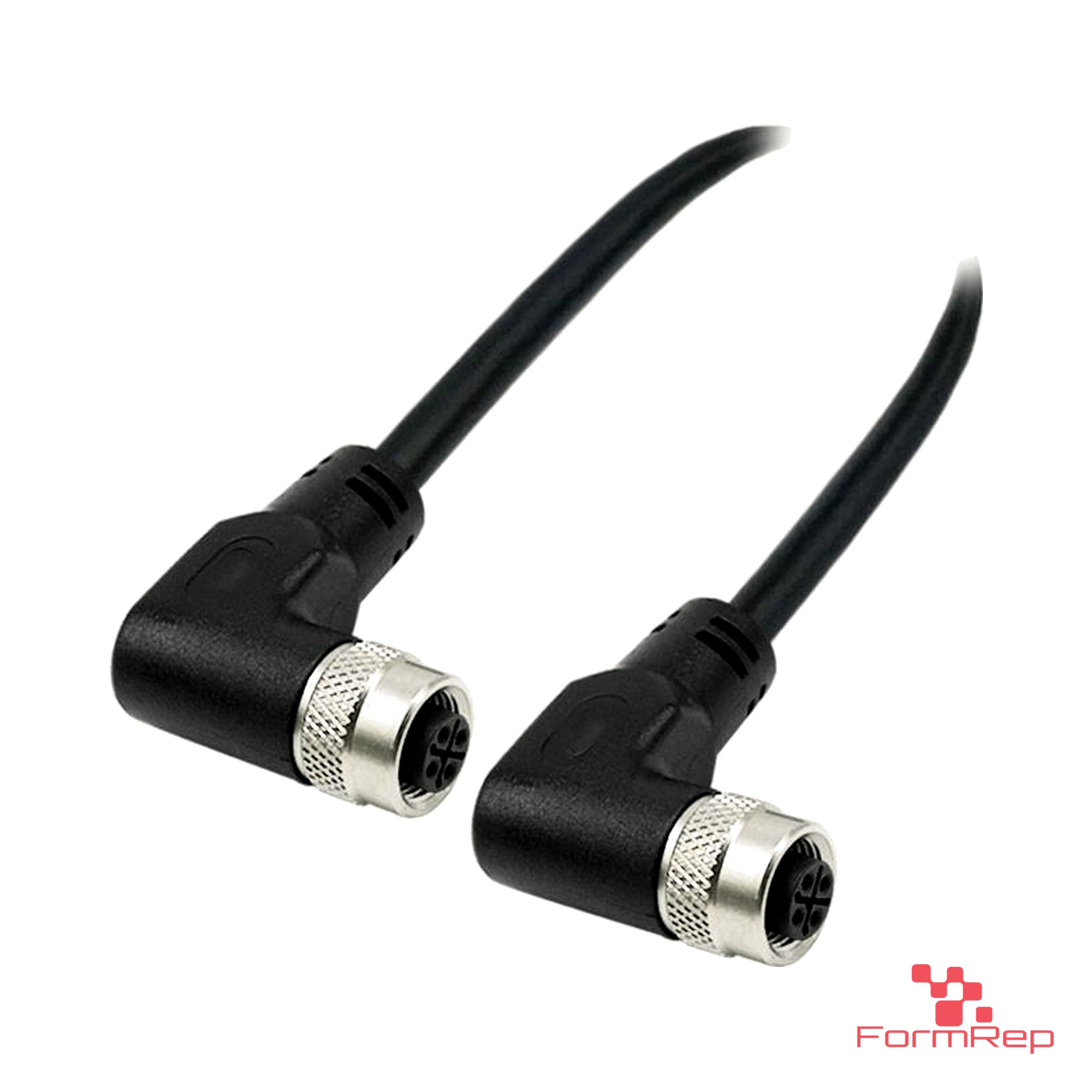 M12 S-Coded Female to Female Right-Angle Cable