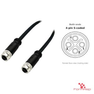 M12 S-Coded Female to Female Straight Cable, with pin layout