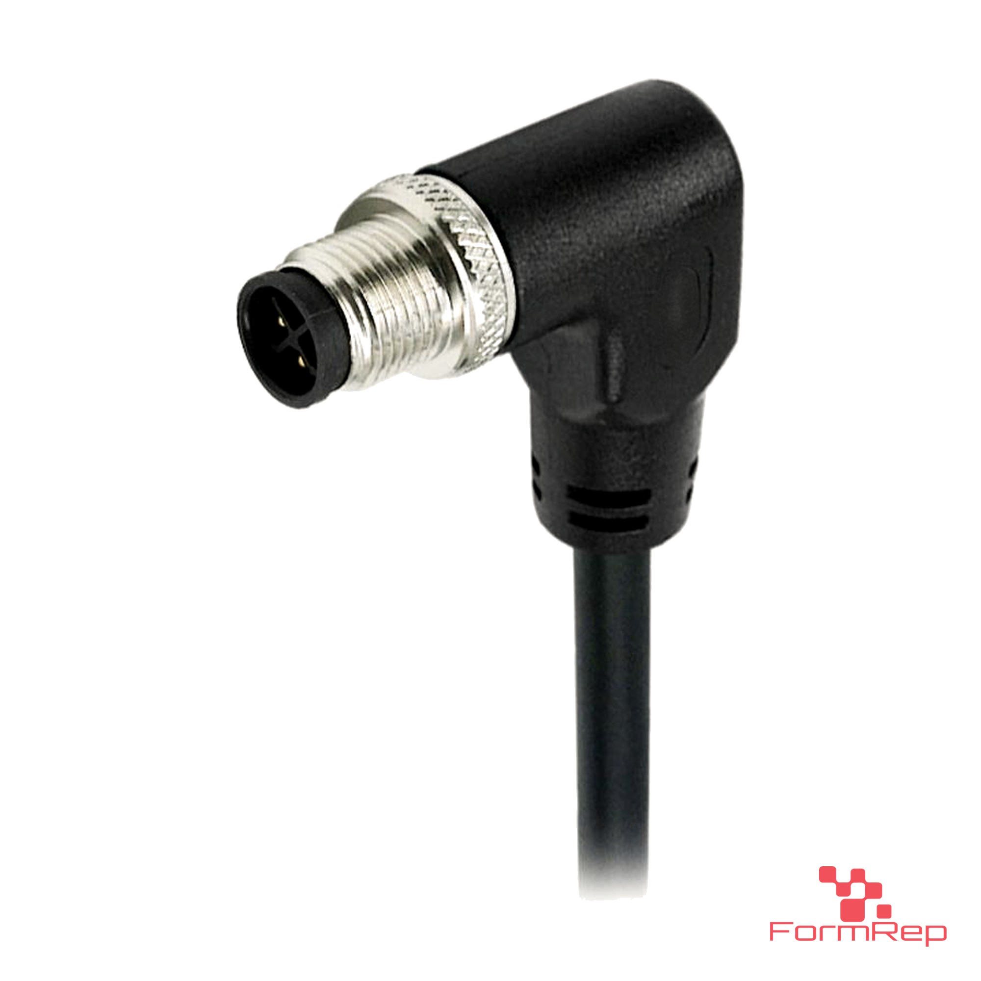 M12 S-Coded Male Right-Angle Molded Cable, Single-Ended M12 S-Coded Male Right-Angle Molded Cable, Single-Ended