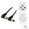 M12 S-Coded Male Right-Angle to Female Right-Angle Cable, with pin layout M12 S-Coded Male Right-Angle to Female Right-Angle Cable, with pin layout