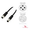 M12 S-Coded Male to Female Straight Extension Cable, with pin layout M12 S-Coded Male to Female Straight Extension Cable, with pin layout