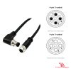 M12 S-Coded Male Right-Angle to Female Straight Cable, with pin layout M12 S-Coded Male Right-Angle to Female Straight Cable, with pin layout