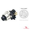M12 S-Coded Panel-Mount Receptacle, PCB Pins, female right-angle, front mount M12 S-Coded Panel-Mount Receptacle, PCB Pins, female right-angle, front mount