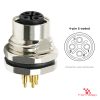 M12 S-Coded Panel-Mount Receptacle, PCB Pins, female straight, front mount M12 S-Coded Panel-Mount Receptacle, PCB Pins, female straight, front mount