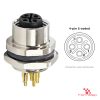 M12 S-Coded Panel-Mount Receptacle, PCB Pins, female straight, rear mount M12 S-Coded Panel-Mount Receptacle, PCB Pins, female straight, rear mount