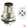 M12 S-Coded Panel-Mount Receptacle, PCB Pins, male straight, front mount M12 S-Coded Panel-Mount Receptacle, PCB Pins, male straight, front mount