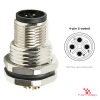M12 S-Coded Panel-Mount Receptacle, Solder Cups, male straight, front mount M12 S-Coded Panel-Mount Receptacle, Solder Cups, male straight, front mount