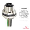 M12 S-Coded Panel-Mount Receptacle, Pre-Wired Leads, female straight, rear mount M12 S-Coded Panel-Mount Receptacle, Pre-Wired Leads, female straight, rear mount