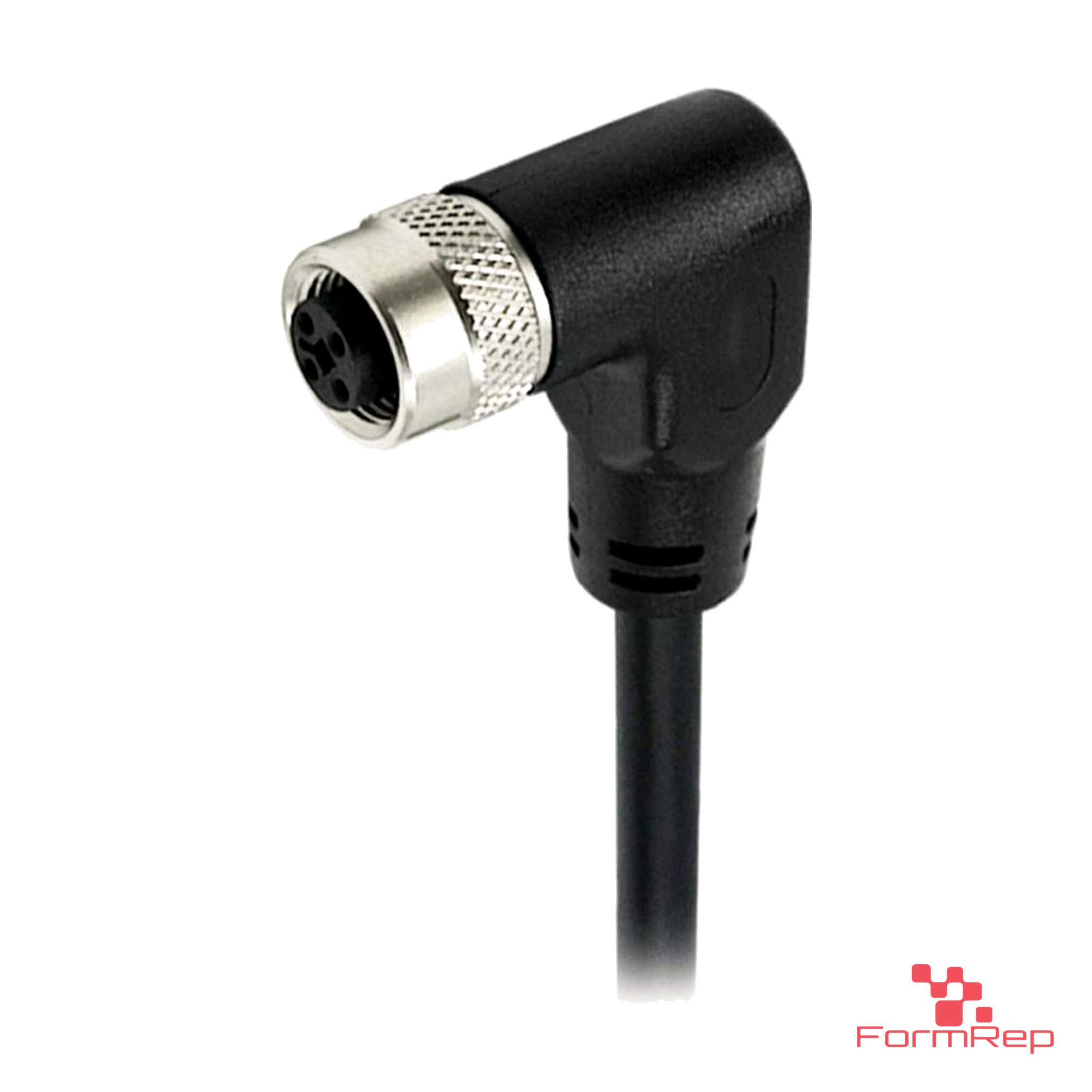 M12 T-Coded Female Right-Angle Molded Cable, Single-Ended M12 T-Coded Female Right-Angle Molded Cable, Single-Ended