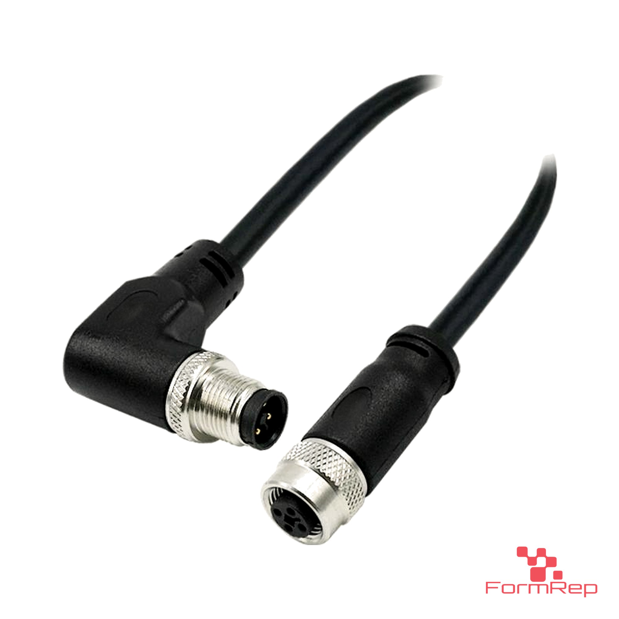 M12 T-Coded Male Right-Angle to Female Straight Cable M12 T-Coded Male Right-Angle to Female Straight Cable