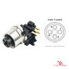 M12 T-Coded Panel-Mount Receptacle, PCB Pins, female right-angle, front mount M12 T-Coded Panel-Mount Receptacle, PCB Pins, female right-angle, front mount