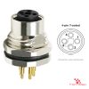 M12 T-Coded Panel-Mount Receptacle, PCB Pins, female straight, front mount M12 T-Coded Panel-Mount Receptacle, PCB Pins, female straight, front mount