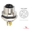 M12 T-Coded Panel-Mount Receptacle, PCB Pins, female straight, rear mount M12 T-Coded Panel-Mount Receptacle, PCB Pins, female straight, rear mount
