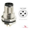 M12 T-Coded Panel-Mount Receptacle, PCB Pins, male straight, front mount M12 T-Coded Panel-Mount Receptacle, PCB Pins, male straight, front mount