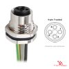 M12 T-Coded Panel-Mount Receptacle, Pre-Wired Leads, female straight, front mount M12 T-Coded Panel-Mount Receptacle, Pre-Wired Leads, female straight, front mount