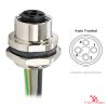M12 T-Coded Panel-Mount Receptacle, Pre-Wired Leads, female straight, rear mount M12 T-Coded Panel-Mount Receptacle, Pre-Wired Leads, female straight, rear mount