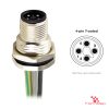 M12 T-Coded Panel-Mount Receptacle, Pre-Wired Leads, male straight, front mount M12 T-Coded Panel-Mount Receptacle, Pre-Wired Leads, male straight, front mount
